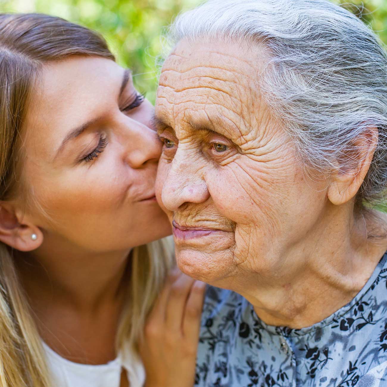 A hospice patient spending time with family